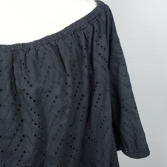 GAP Off Shoulder Eyelet Mini Dress Black Sz XL - Picture 6 of 8